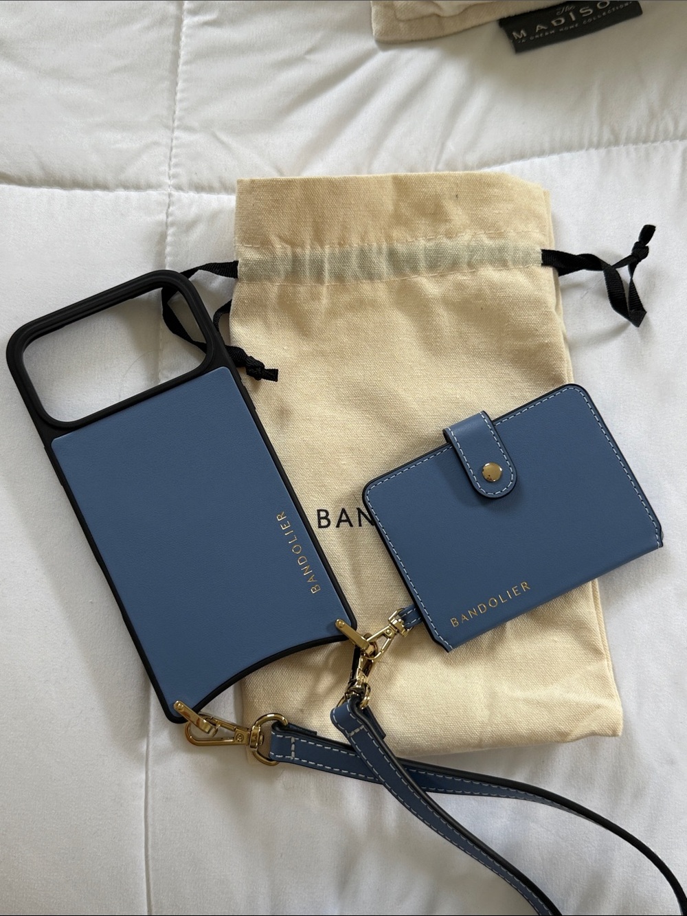 BRAND NEW Bandolier Blue Leather Crossbody Case & Wallet Set iPhone 17 pro max